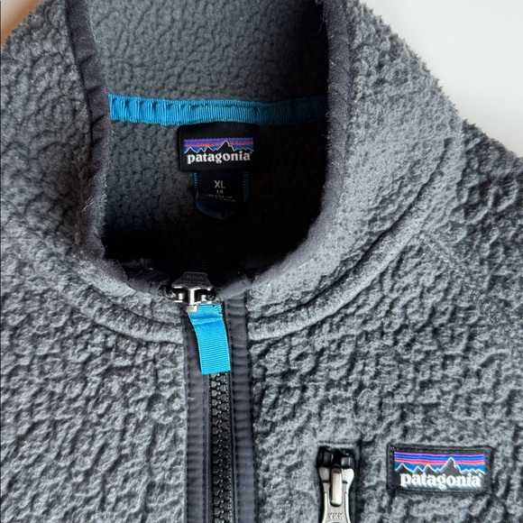 Patagonia kids Retro X Sherpa Fleece Jacket with Bright Blue Accents size XL - Picture 3 of 9